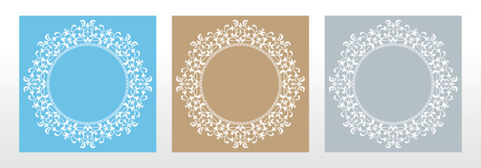 Set of decorative frames Elegant vector element for design in Eastern style, place for text. Floral colored borders. Lace illustration for invitations and greeting cards