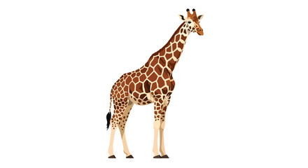 Detailed Giraffe Illustration: A Majestic Creature Standing Gracefully on a Clean Background