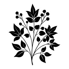 Elegant botanical plant silhouette vector with smooth leaves scalable illustration for design