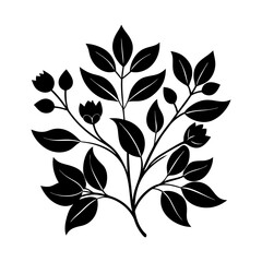 Elegant botanical silhouette vector illustration of a leafy bra scalable for graphic design projects