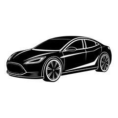 Futuristic electric car silhouette sleek smooth shape vector graphic for modern transportation concepts