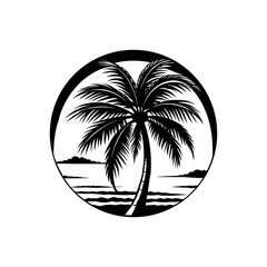 Elegant palm tree silhouette swaying gently in breeze vector illustration clean profile