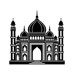 Traditional mosque silhouette with domes and arches vector illustration for islamic culture and architecture