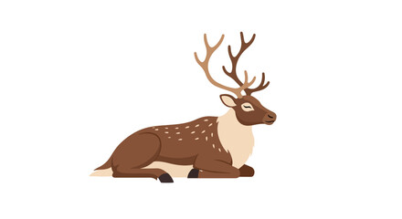 Resting reindeer illustration, a peaceful portrayal of wildlife in its serene state, showcasing gentle features and a calm demeanor captured in a