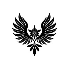 Obraz premium Abstract wings floral design on transparent background silhouette