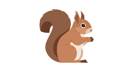 Cartoon brown squirrel with a fluffy tail isolated on white illustration wildlife animal character cute woodland mammal rodent forest animal