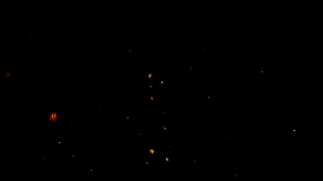 Animation orange fire glow particle on black background.
