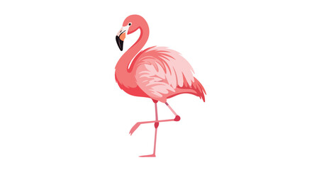 Obraz premium Elegant flamingo illustration showcasing vibrant plumage and graceful one-legged stance, ideal for tropical or avian themed projects