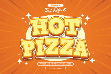 Hot pizza editable text effect with cartoon text style