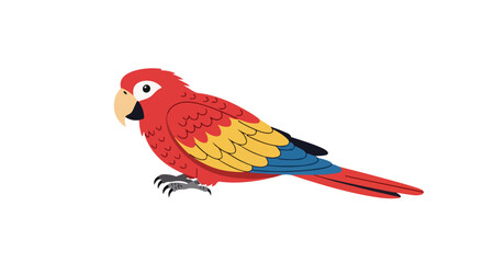 Fototapeta premium Colorful Scarlet Macaw Illustration on White Background: Tropical Avian Character Depiction