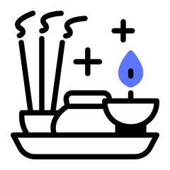 This Puja Thali icon is suitable for the India Culture, etc.