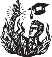 An Artistic Depiction of Graduation, Transformation, and Academic Triumph in a Unique Style