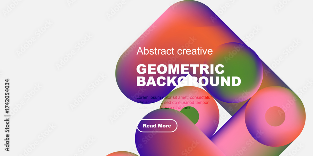 Wall mural abstract geometric background features vibrant shapes, text, button. modern design elements create d