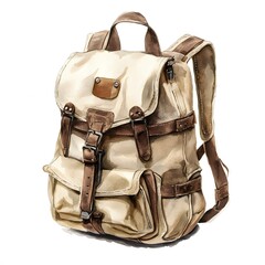 Vintage Hiking Backpacks Watercolor Set – Rustic Travel Bags, Adventure Gear and Camping Illustration Collection
