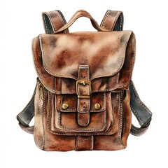 Vintage Hiking Backpacks Watercolor Set – Rustic Travel Bags, Adventure Gear and Camping Illustration Collection