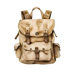 Vintage Hiking Backpacks Watercolor Set – Rustic Travel Bags, Adventure Gear and Camping Illustration Collection
