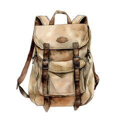 Vintage Hiking Backpacks Watercolor Set – Rustic Travel Bags, Adventure Gear and Camping Illustration Collection