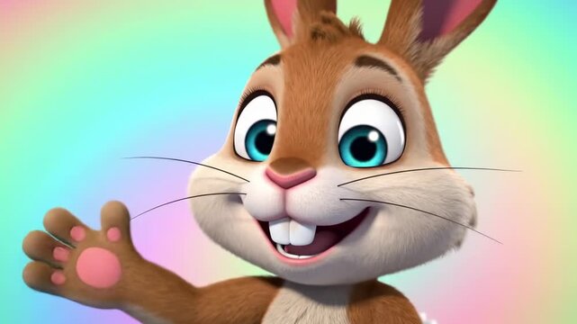 Happy Bunny Says Hello Adorable 3D Animated Greeting