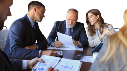 Business people working on new project on a transparent background
