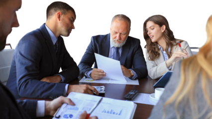Business people working on new project on a transparent background