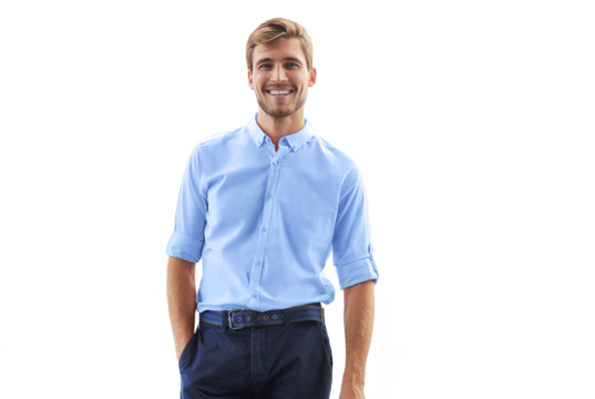 Portrait of happy businessman standing on a transparent background