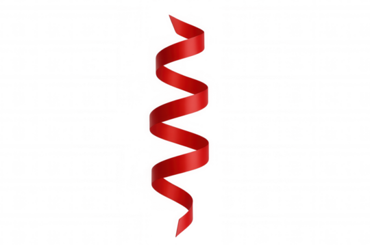 Red ribbon curling in a spiral shape, designing a festive decoration element on transparent background - Powered by Adobe