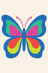 Naklejka premium Neon Butterfly Print Art, Eclectic Maximalist Wall Art, Retro Modern Abstract Clipart, Maximalist Home Decor 