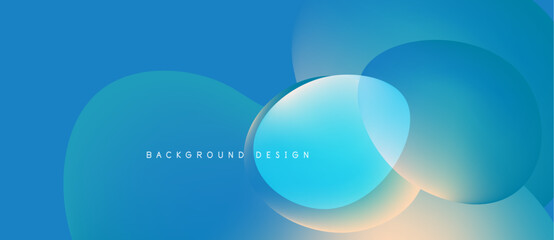 Abstract blue background. Overlapping circles create gradient effect. Modern design suitable for digital projects. Simple, clean aesthetic.