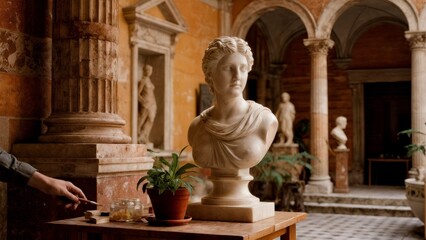 A group of statues in a museum