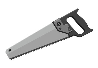 Hand saw with sharp teeth and ergonomic handle for woodworking.