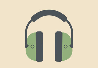Green and gray earmuffs for noise protection and sound blocking.
