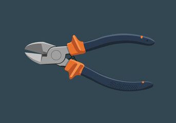 Illustration of a pair of diagonal cutting pliers with orange handles.
