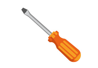 Fototapeta premium Orange Handled Flathead Screwdriver Tool Illustration.