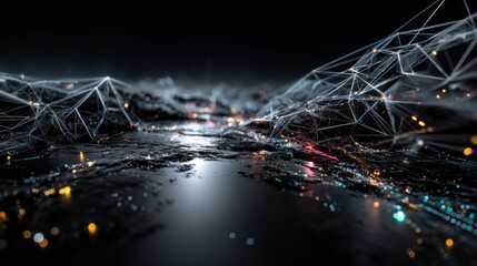 Artificial intelligence tech background. Digital technology, deep learning and big data concept