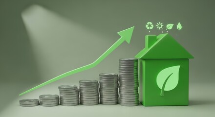 Green home value rising with sustainable investment strategy yielding increased wealth and savings for homeowners now