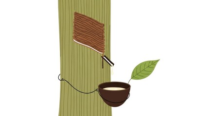 Eco-Friendly Rubber Tapping Illustration: Harvesting Natural Resources for a Sustainable and Thriving Future Design