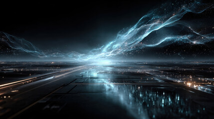 beautiful abstract wave technology background with blue light digital effect corporate concept