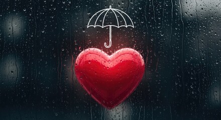 Love in the Rain A Heart Protected Valentine s Day Romance Safety Affection Compassion Care Support Wellbeing Insurance concept
