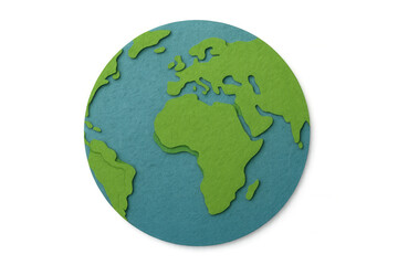Fototapeta premium Felt earth globe representation showing continents, environmental protection, and global ecological awareness concept