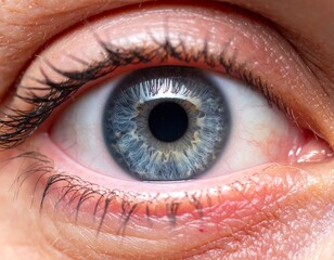 Extreme Macro Close-Up of a Blue Human Eye with Intricate Iris Pattern

