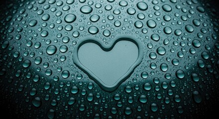 Water Droplets Forming a Heart Shape Representing Purity and Health Benefits of Hydration for a Healthy Lifestyle
