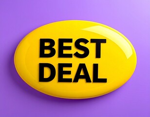 Vibrant Yellow 'BEST DEAL' Button on a Purple Background for Sales and Promotions

