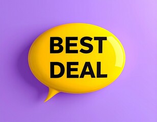 Vibrant Yellow 'BEST DEAL' Bubble speech Button on a Purple Background for Sales and Promotions