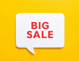 White Speech Bubble with Red 'BIG SALE' Text on a Bright Yellow Marketing Background

