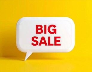 White Speech Bubble with Red 'BIG SALE' Text on a Bright Yellow Marketing Background


