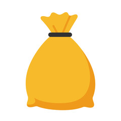 Yellow money bag icon representing wealth fortune and financial success in graphic design silhouette Flat design vector illustration isolated on a white background