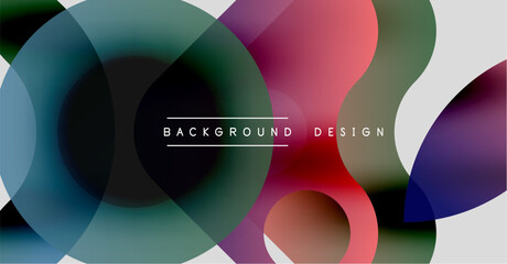 Obraz premium Abstract colorful circles overlap. Gradient shades create modern visual effect. Background features smooth transitions, vibrant hues.