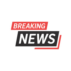 Fototapeta premium Red and Gray Breaking News Isolated on Transparent Background for News Alerts
