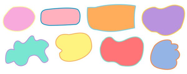 Abstract shapes in a variety of colors with outlines for creative design and visual interest in art