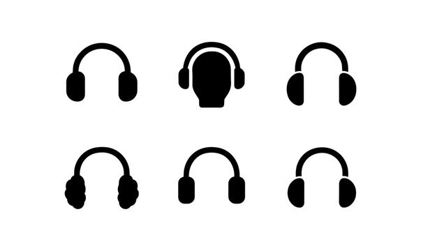 Silhouette collection of headphones and earmuffs icons for audio and winter style - Powered by Adobe